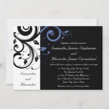 Black Periwinkle Cornflower Blue Floral Wedding