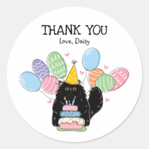 Black Persian Cat Birthday Favor Tags Sticker