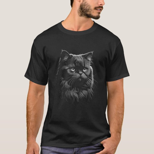 Black Persian Cat Dark Art Men's T-Shirt (Vorderseite)