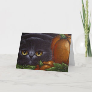 BLACK PERSIAN CAT HALLOWEWEEN PUMPKINS-Karte Karte