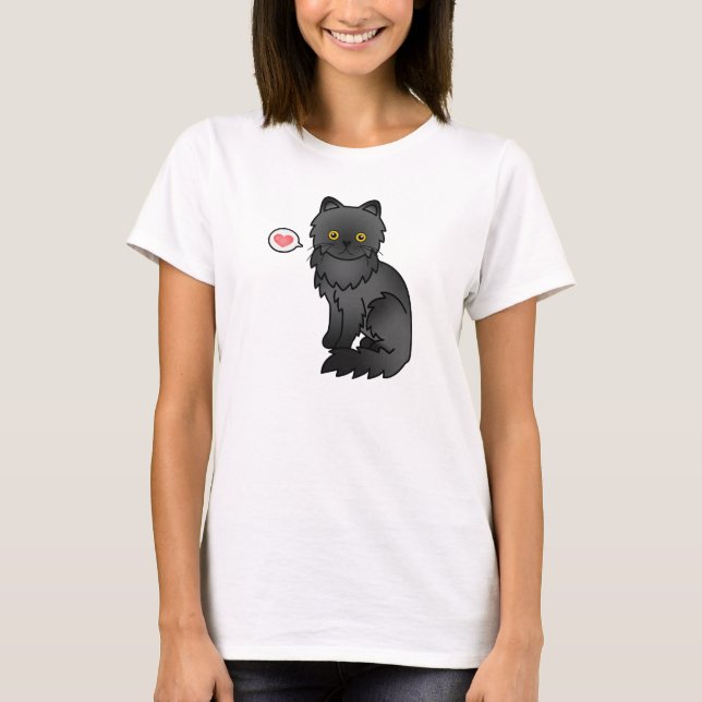 Black Persian Cat Liebe T-Shirt (Vorderseite)