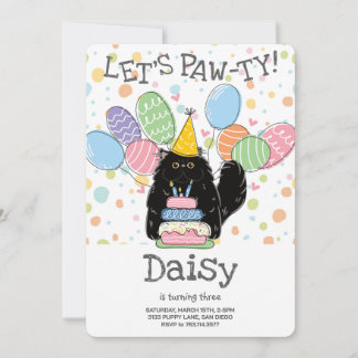 Black Persian Cat Longhday Party Einladung