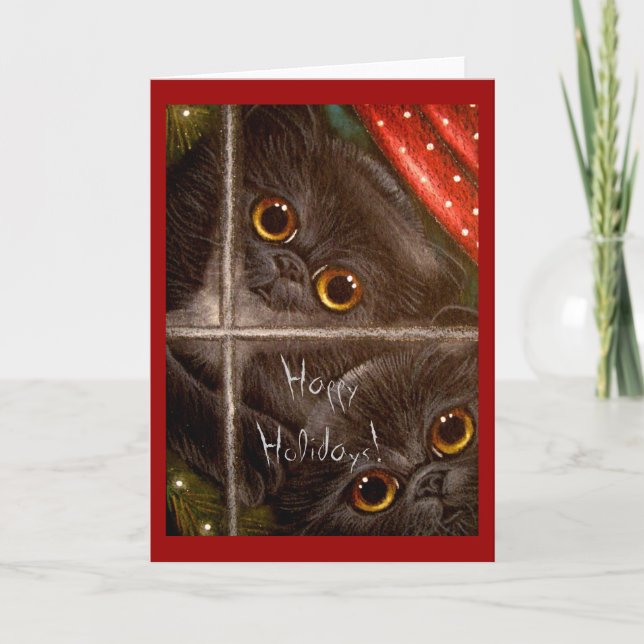 BLACK PERSIAN KITTENS HOLIDAY Card Feiertagskarte (Vorderseite)