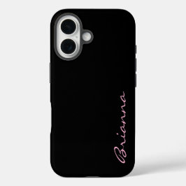 Black Personalized Name Pink Text iPhone 16 Hülle