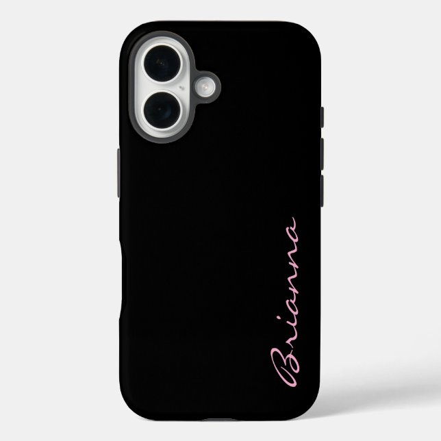 Black Personalized Name Pink Text  Case-Mate iPhone Hülle (Rückseite)
