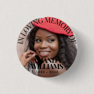 Black Personalized Photo Memorial Button