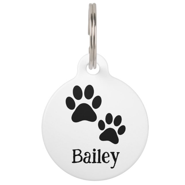 Black Pet Paw Simple (Bailey) Haustiermarke (Vorderseite)