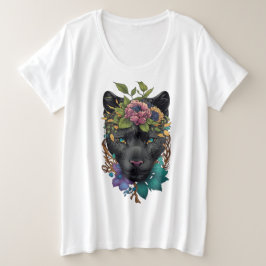 Black Phanter in Blume Große Größe T-Shirt