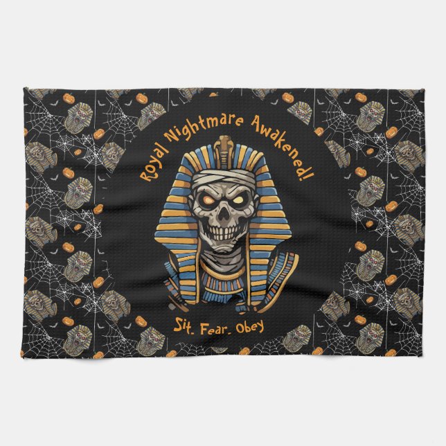 🖤 Black Pharaoh Mummy Kitetücher 🎃 Geschirrtuch (Horizontal)