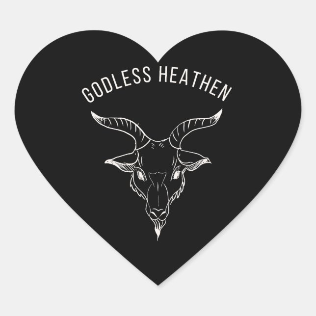 Black Phillip Godless Heathen Herz-Aufkleber (Vorderseite)