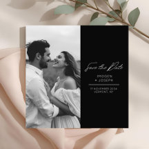 Black | Photo Chic Flat Wedding Save The Date Card