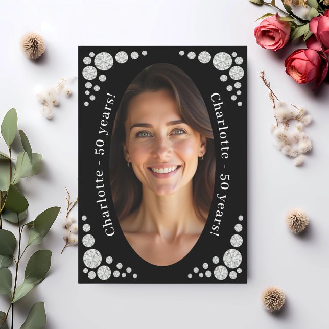 Black photo diamonds birthday einladung (Von Creator hochgeladen)