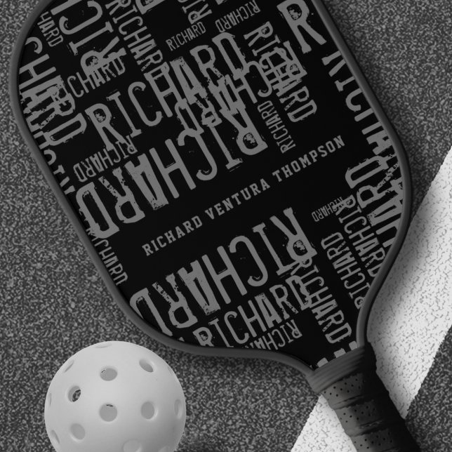 Black Pickleball Paddle mit grauem Namen (Von Creator hochgeladen)