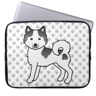 Black Piebald Alaskan Malamute Niedlich Cartoon Do Laptopschutzhülle