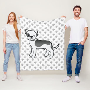 Black Piebald American Bulldog Niedlicher Cartoon Fleecedecke
