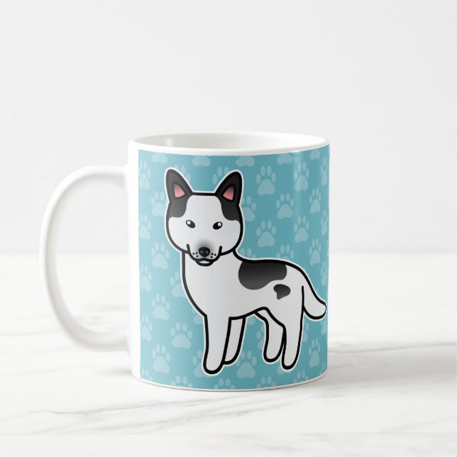Black Piebald Cartoon Siberian Husky Tasse (Links)
