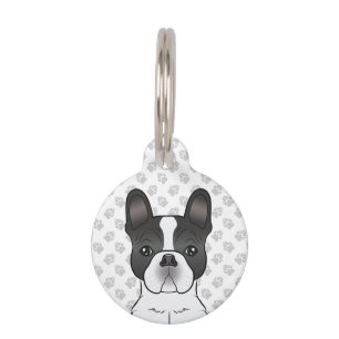Black Piebald French Bulldog / Französischer Niedl Haustiermarke