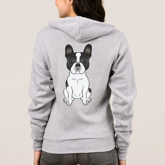 Black Piebald French Bulldog / Französischer Niedl Hoodie (Rückseite)