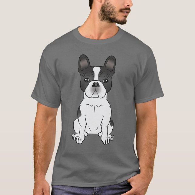 Black Piebald French Bulldog / Französischer Niedl T-Shirt (Vorderseite)