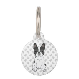 Black Piebald French Bulldog / Frenchie Dog & Paws Haustiermarke