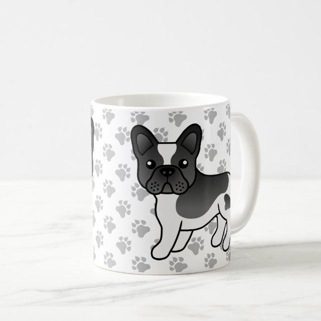 Black Piebald French Bulldog Niedlicher Cartoon Do Kaffeetasse (VorderseiteRechts)