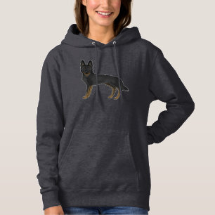 Black Pied German Shepherd Niedlich Cartoon Dog Hoodie