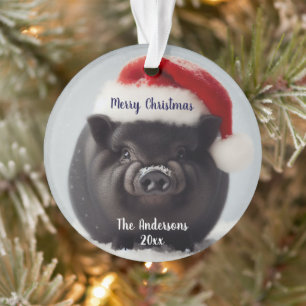 Black Pig Christmas Ornament