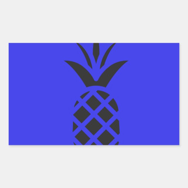 Black Pine Apple in Blue Rechteckiger Aufkleber (Vorderseite)