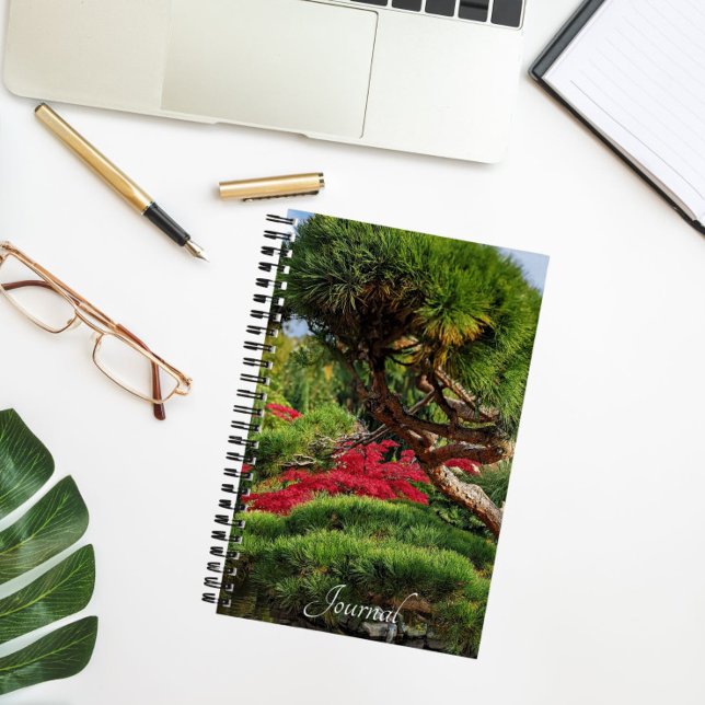 Black Pine Tree und Red Japanisches Ahorn Foto Notizbuch (In Situ)