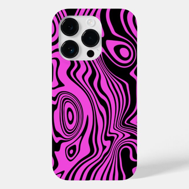 Black Pink Art Waves iPhone Case - Farbe auswählen (Rückseite)