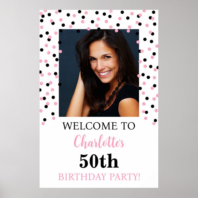 Black Pink Birthday Party Custom 20x30 Foto Poster (Vorne)