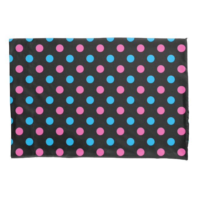 Black Pink Blue Polka Dot Pattern Kissenbezug (Vorderseite)