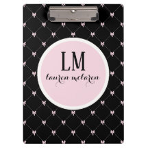 Black & Pink Bow Monogram