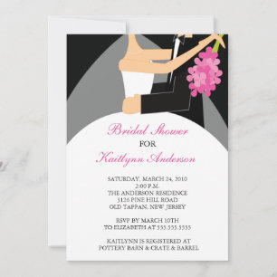 Black & Pink Bride Bridal Dusche Einladung