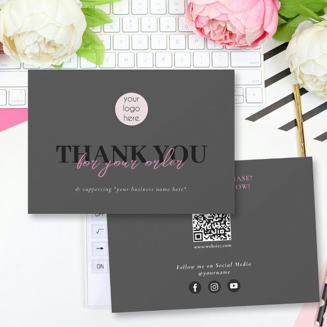 Black Pink Business Vielen Dank Logo Social Media Dankeskarte (Black Pink Business Thank You Logo Social Media)