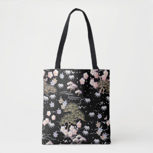 Black Pink Cherry Blossom Elegantes Blumenmuster