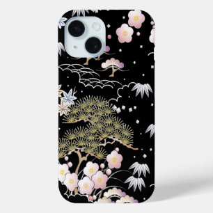 Black Pink Cherry Blossom Elegantes Blumenmuster Case-Mate iPhone Hülle