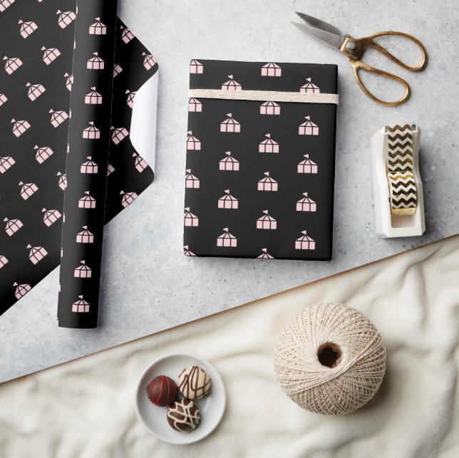 Black Pink Circus Theme Girl Geschenkpapier (Kunsthandwerk)