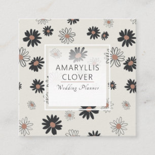Black Pink Daisy Blume Quadratische Visitenkarte