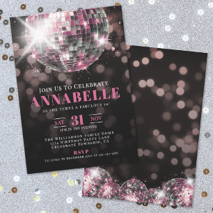 Black Pink Erwachsenen-50. Geburtstagsfeier Einladung