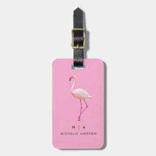 Black Pink Flamingo Monogramm Custom Gepäckanhänger