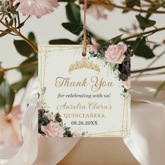 Black Pink Floral Gold Schmetterlinge Princess Cro Geschenkanhänger (Von Creator hochgeladen)