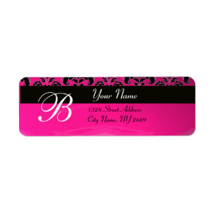 BLACK PINK FUCHSIA DAMASK MONOGRAMM