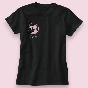 Black Pink Funkelnde Geschäftshaushaltsdame Reinig T-Shirt