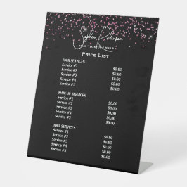 Black & Pink Glitter Beauty Salon Price List Sockelschild
