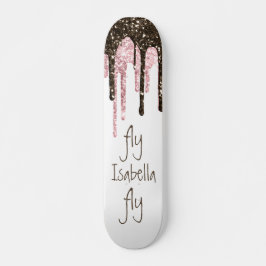 Black Pink Glitzer Girly Sparkle Personalisierter Skateboard