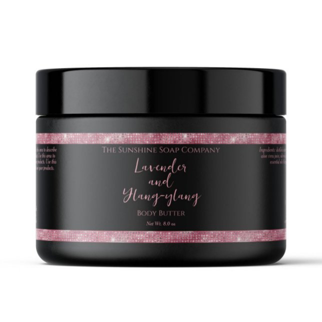 Black Pink Glitzer Wasserdichte Kosmetik Jar Label Wasserflaschenetikett (Von Creator hochgeladen)