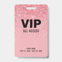 Black Pink Glitzern VIP All Access Pass Event ID