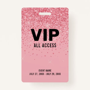 Black Pink Glitzern VIP All Access Pass Event ID Ausweis