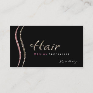 Black Pink & Gold Glitzer HAIR Business Card Visitenkarte